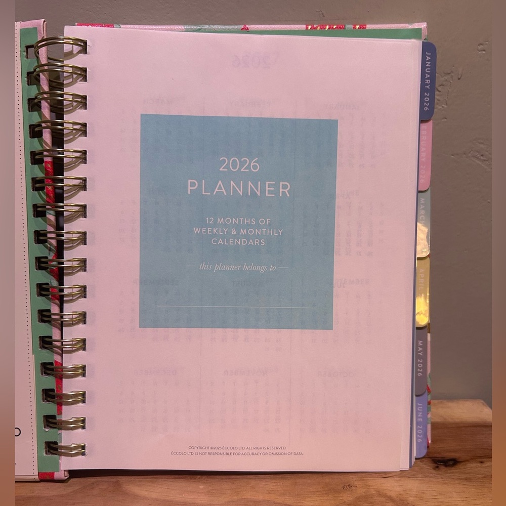 2026 Eccolo Pink Strawberry 12 Month Weekly And Monthly Spiral Bound Planner NEW - Picture 3 of 14
